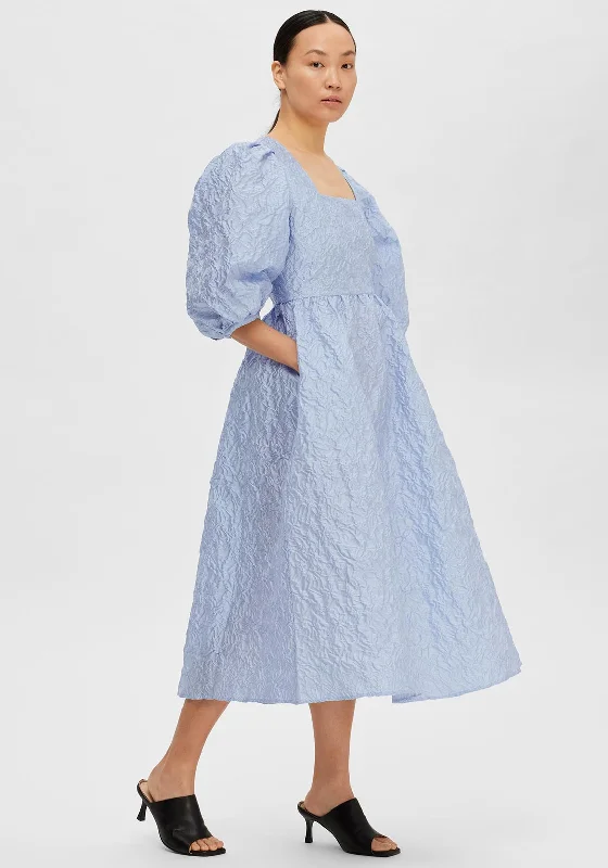 Selected Femme Margot Organza Midi Dress, Blue Heron Cozy A-Line Midi Dress
