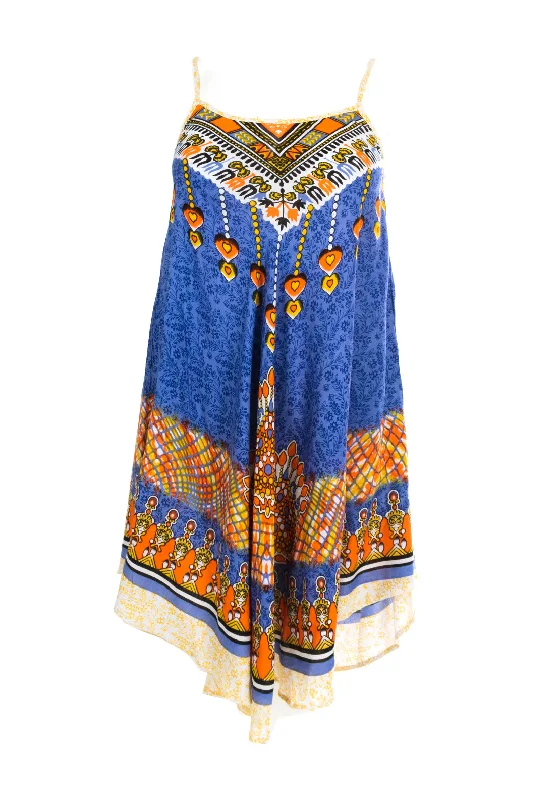 Serafina Collection Luna Print One Size Midi Dress, Blue Elegant Floral Appliqué Midi Dress