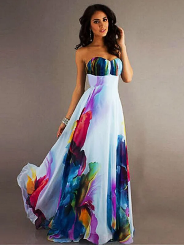 Strapless Off shoulder Floral Long Maxi Dress Cozy Ruffle Sleeve Maxi Dress