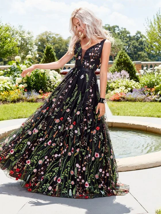 V Neck Floral Sleeveless Vintage Swing Maxi Dress Elegant Silk Maxi Dress