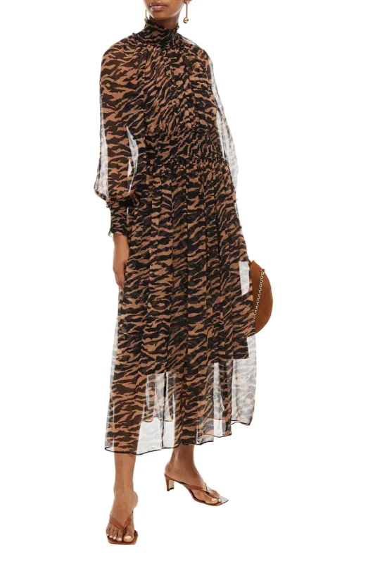 Wavelength Shirred Midi Dress by Zimmermann Trendy Boho Midi Dress