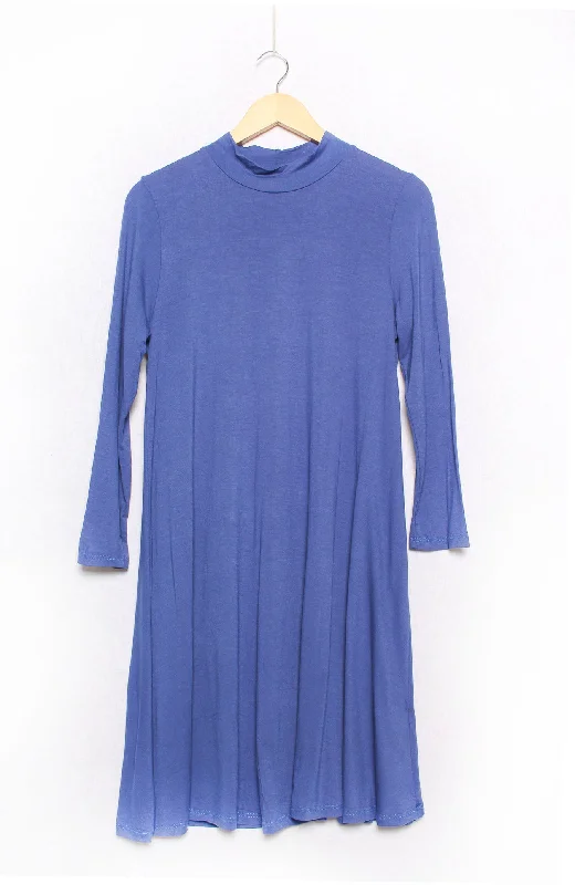 Women's Long Sleeve Turtleneck Solid Midi Dress Stylish Vintage Midi Dress