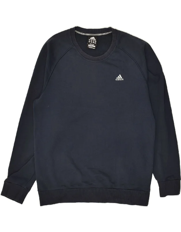 ADIDAS Mens Clima 365 Sweatshirt Jumper Medium Navy Blue Cotton Hoodie with Cuffed Sleeves Snug Secure