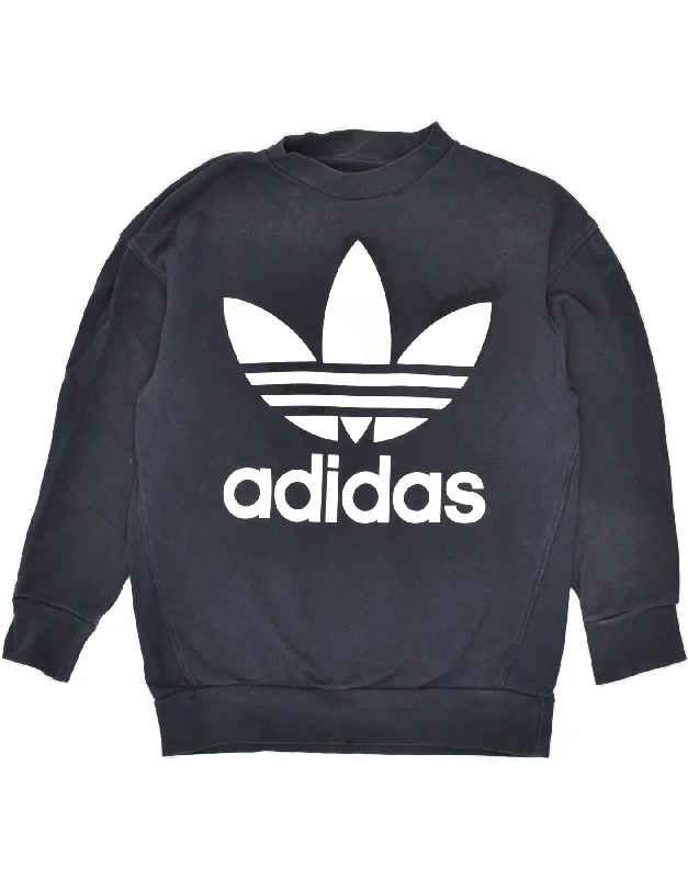 ADIDAS Mens Graphic Sweatshirt Jumper XS Navy Blue Hoodie with Zipper Versatile Modern