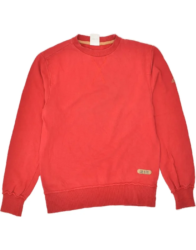 ADIDAS Mens Sweatshirt Jumper Small Red Cotton Hoodie with Side Slits Relaxed Casual