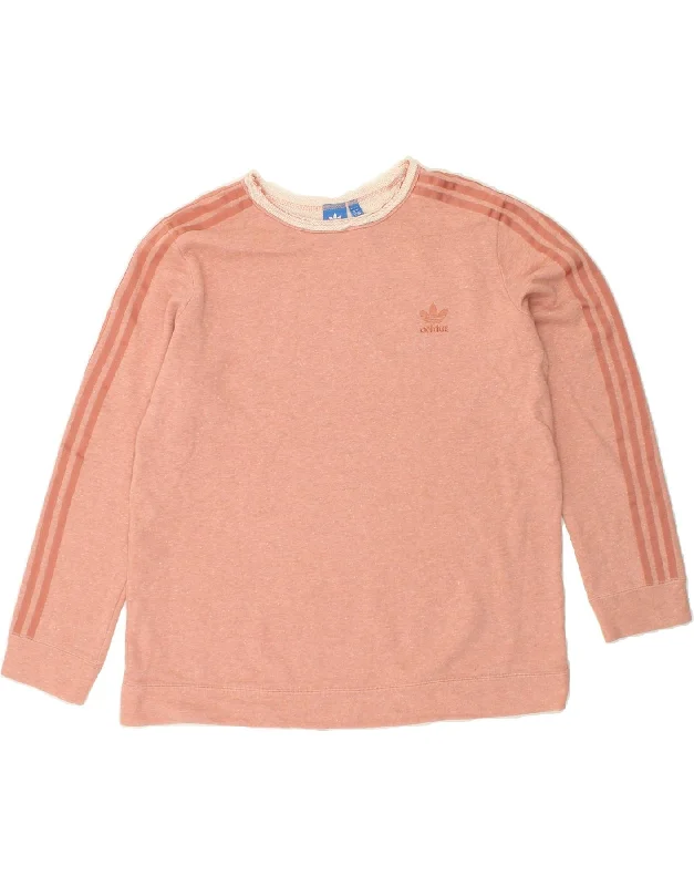 ADIDAS Womens Sweatshirt Jumper UK 20 2XL Orange Cotton Hoodie with Zipper Versatile Modern