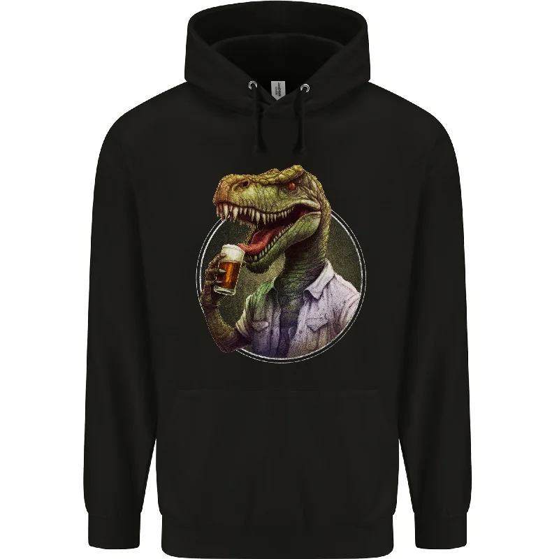 BeerRex Funny Beer T-Rex Dinosaur Alcohol Mens 80% Cotton Hoodie Hoodie with Contrast Stitching Detailed Premium