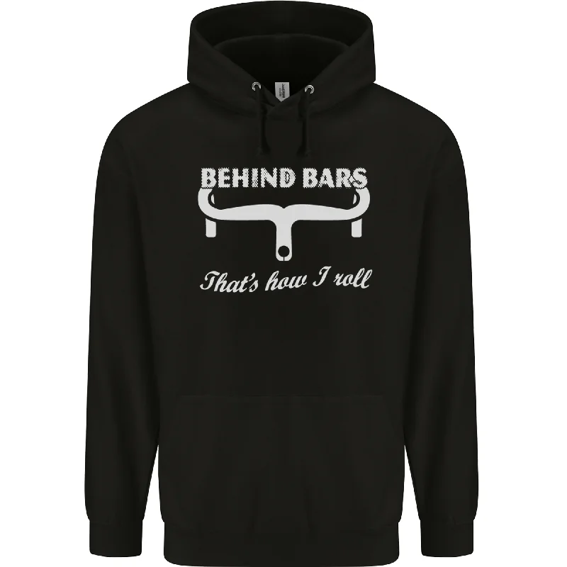 Behind Bars Thats How I Roll Cycling Bike Mens 80% Cotton Hoodie Hoodie with Distressed Vintage Worn