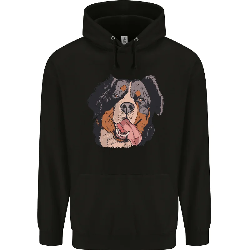 Bernese Mountain Dog Mens 80% Cotton Hoodie Hoodie with Set-In Sleeves Structured Classic