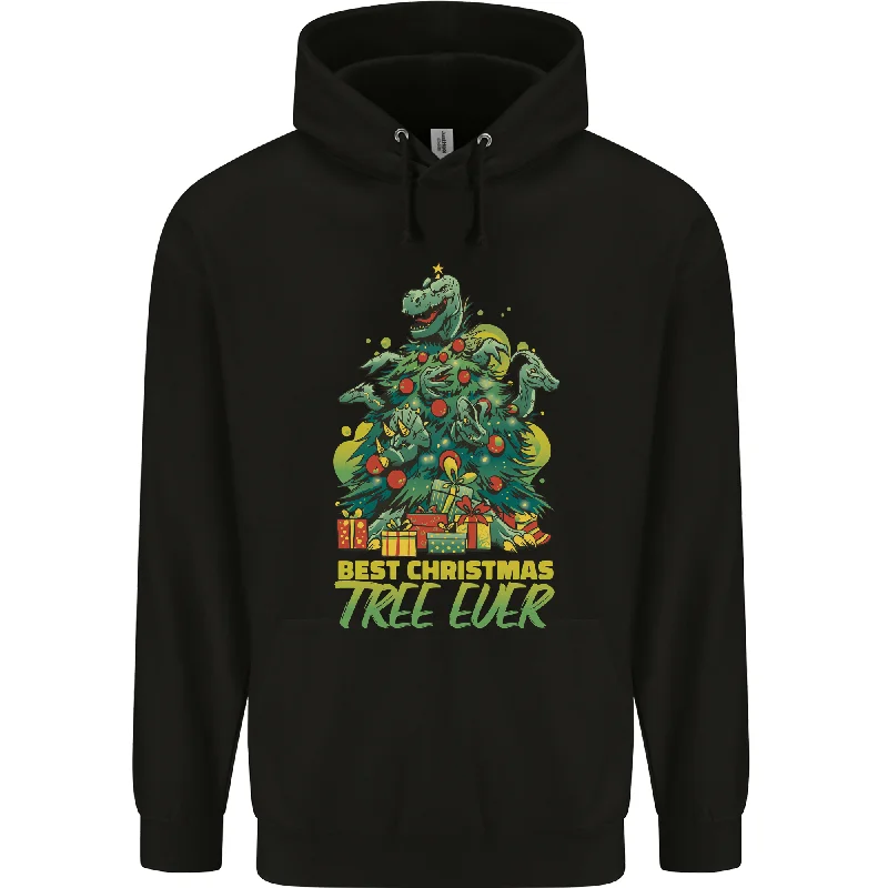 Best Christmas Tree Ever T-Rex Xmas Dinosaur Mens 80% Cotton Hoodie Hoodie with Hem Elastic Stretchable Comfortable