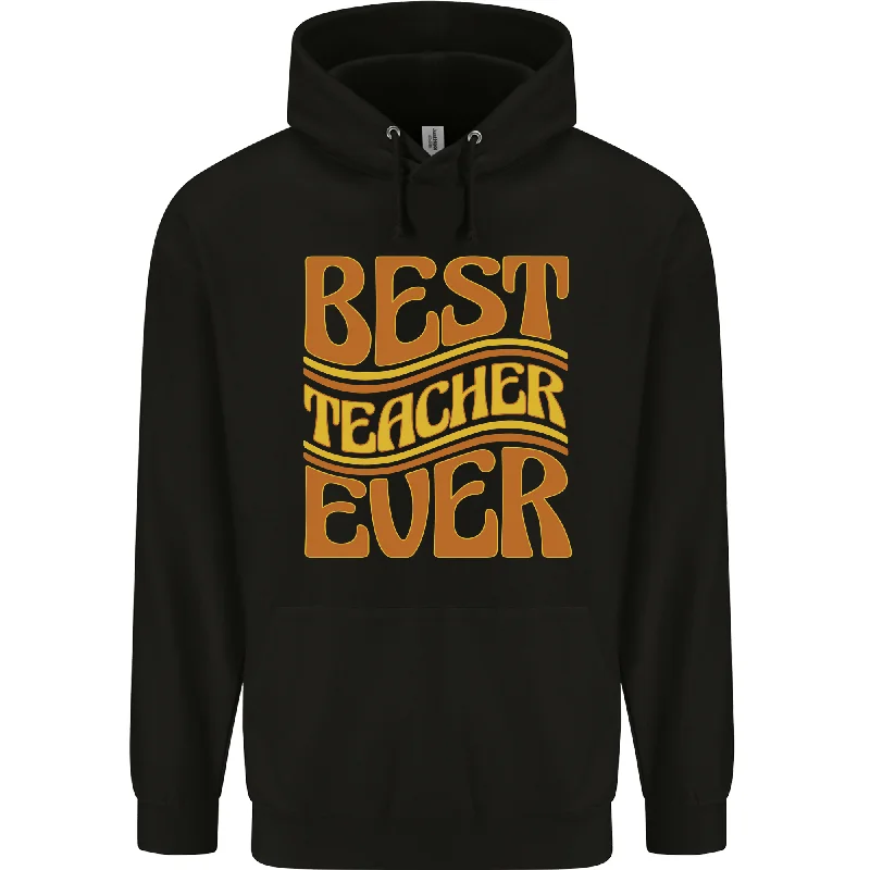 Best Teacher Ever Teaching Maths English Mens 80% Cotton Hoodie Hoodie with Button Classic Timeless