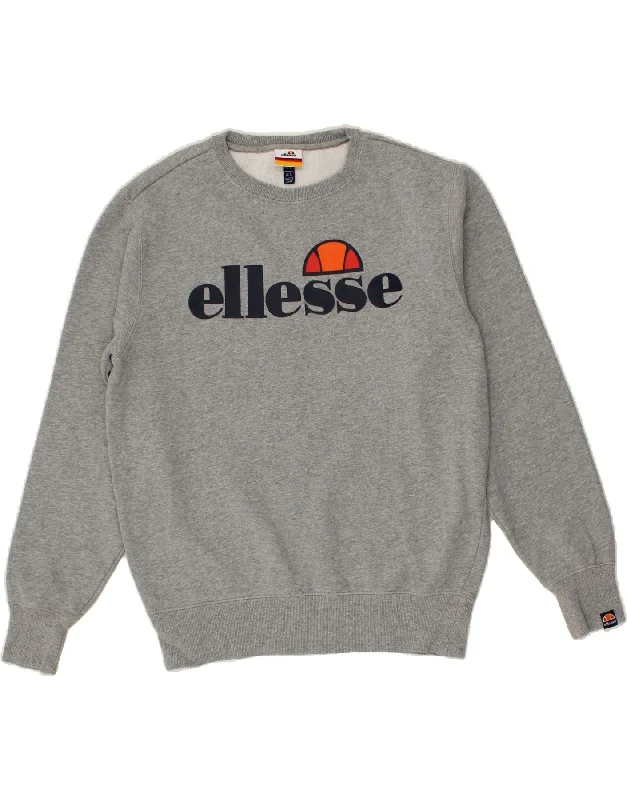 ELLESSE Mens Graphic Sweatshirt Jumper Large Grey Cotton Hoodie with Pastel Soft Subtle