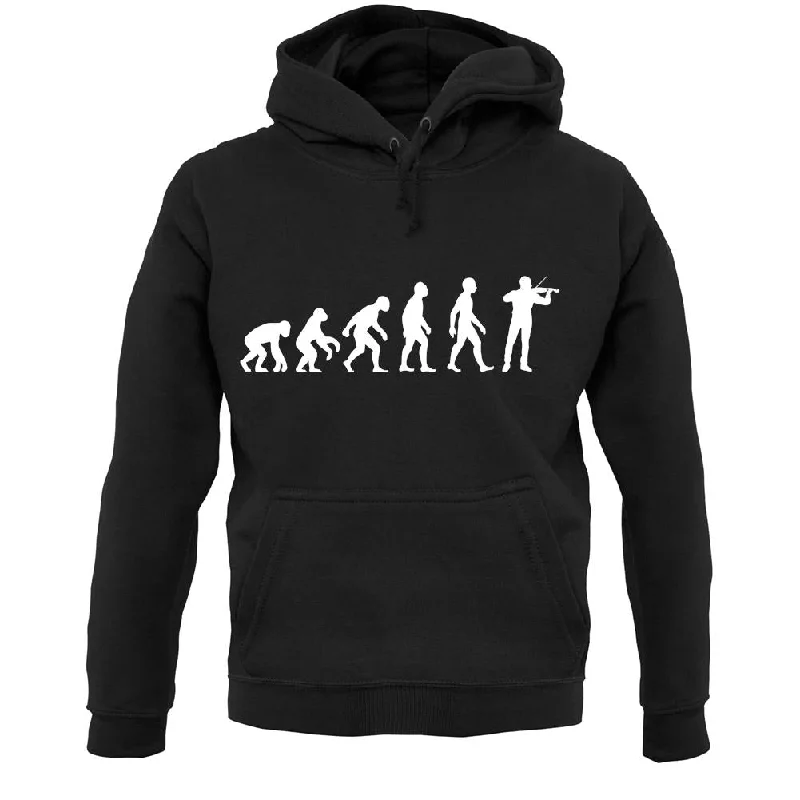 Evolution Of Man Violinist Unisex Hoodie Hoodie with Hem Ribbing Snug Secure