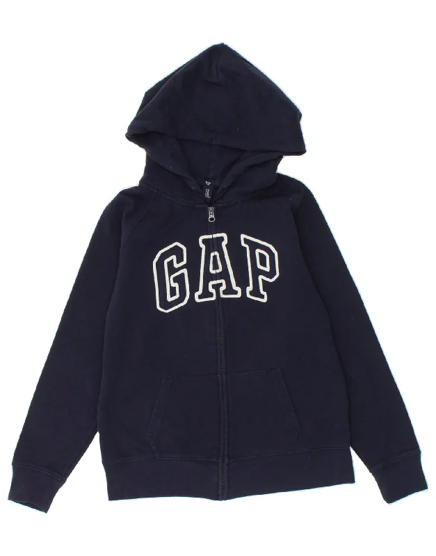 GAP Boys Graphic Zip Hoodie Sweater 8-9 Years Medium Navy Blue Cotton Hoodie with Gradient Ombre Colorful