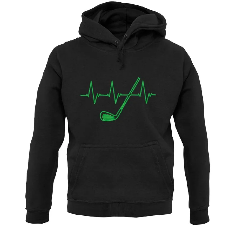 Golf Heartbeat Unisex Hoodie Hoodie with Embroidery Detailed Premium