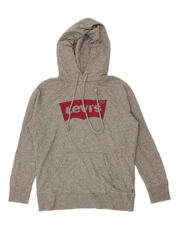 LEVI'S Mens Graphic Hoodie Jumper Small Grey Hoodie Dress Longline Feminine