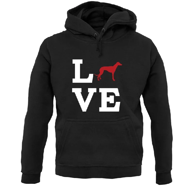 Love Greyhound Dog Silhouette Unisex Hoodie Hoodie with Contrast Stitching Detailed Premium