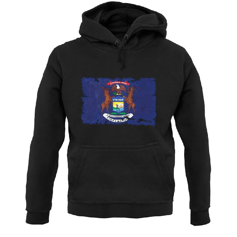 Michigan Grunge Style Flag Unisex Hoodie Hoodie with Tie-Dye Psychedelic Retro