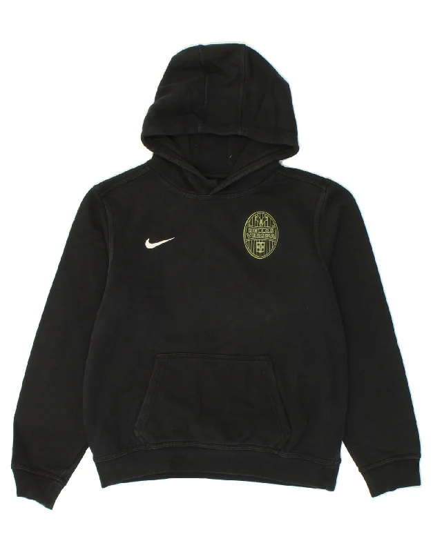 NIKE Boys HELLAS VERONA Graphic Hoodie Jumper 12-13 Years Large Black Hoodie with Fur Luxurious Winter