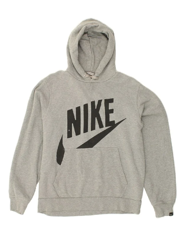 NIKE Mens Graphic Hoodie Jumper Medium Grey Cotton Hoodie with Gradient Ombre Colorful