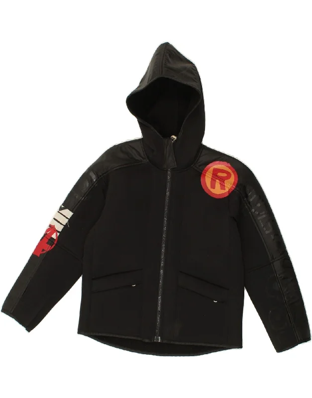 REPLAY AND SONS Boys Graphic Zip Hoodie Sweater 10-11 Years Black Hoodie with Button Placket Classic Preppy