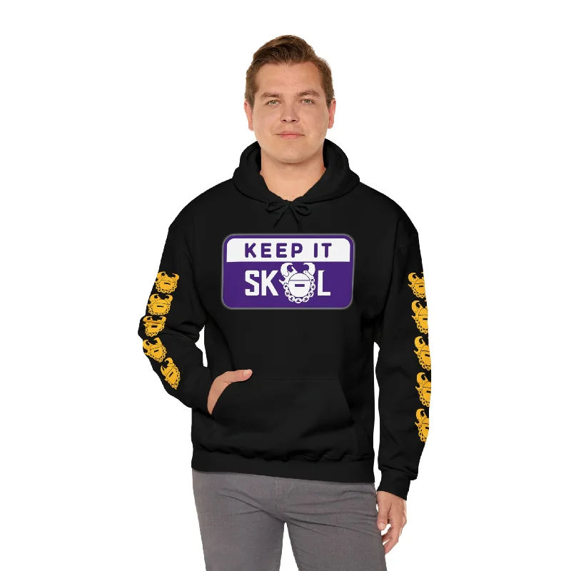 Unisex Heavy Blend™ Hooded Sweatshirt - Keep it Simple (Framed) + Game Day Helmet (Sleeves) Hoodie with Drawstring Waist Adjustable Fitted