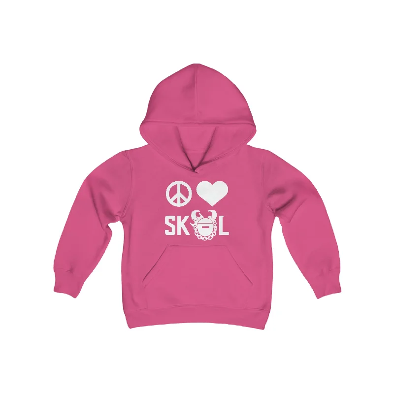 Youth Heavy Blend Hoodie - Peace & Love Hoodie with Print Artistic Unique