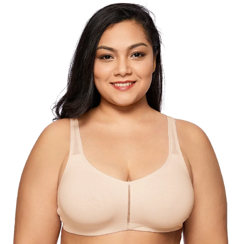 Andrea Comfort Support Wireless Soft Cup Bra |B - F Cup| Beige - Black - White Elegant Satin Bralette