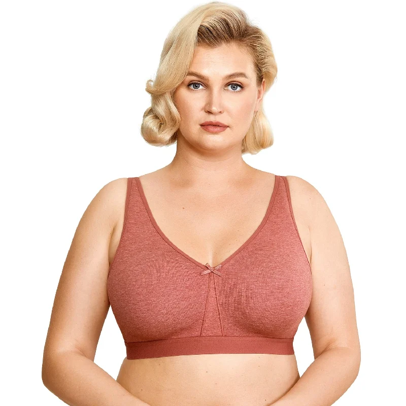 Ayla Unlined Wireless Cotton Sleep Bra |C-G Cup| Red - Indigo Push-Up Padded Bra