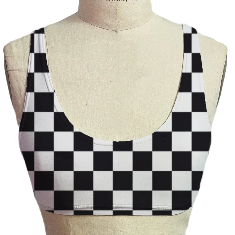 Checkered Micro Scoop Bra Chic Lace Bralette