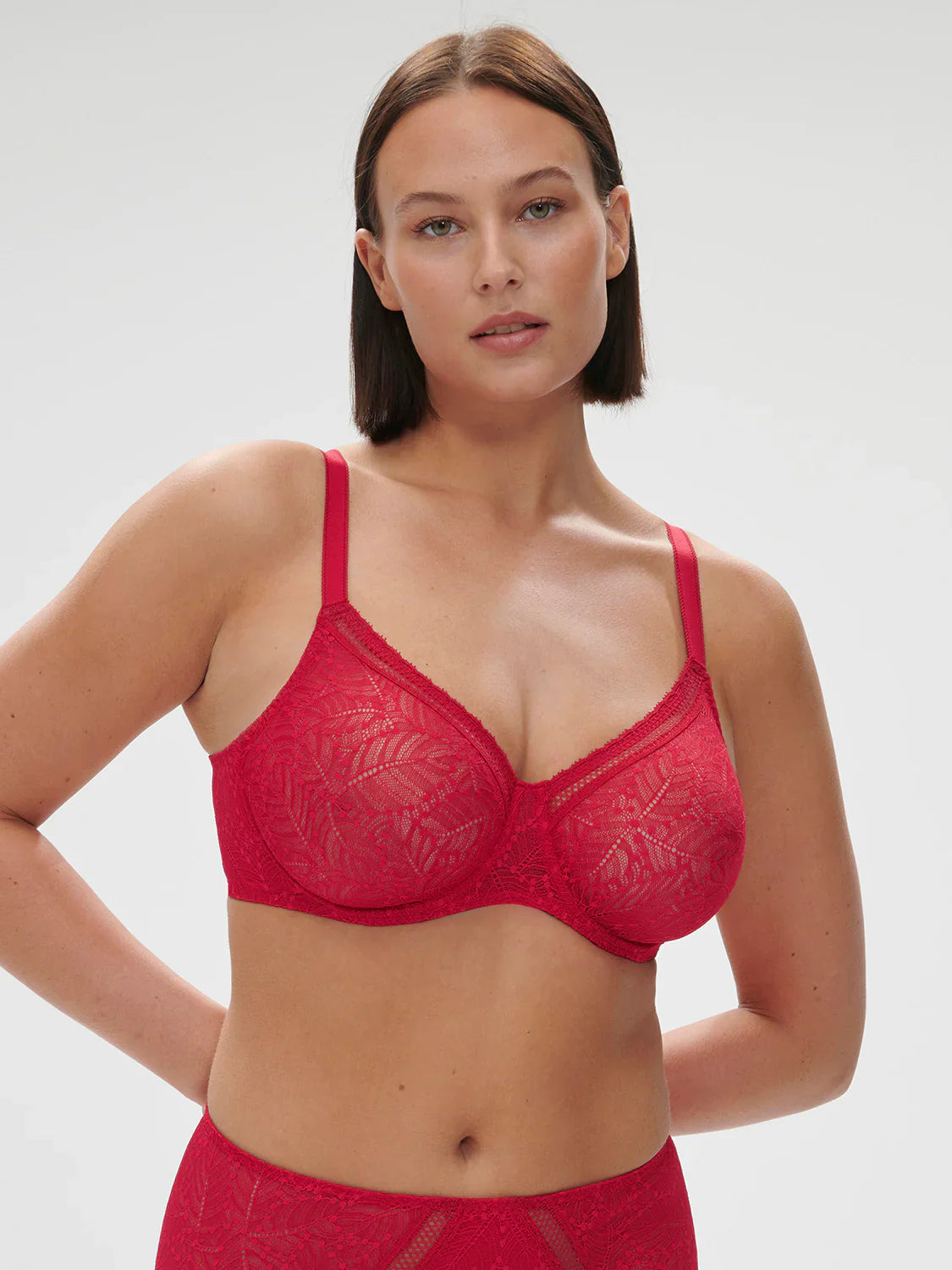 Comete Full Cup Support Bra In Rubis Rose - Simone Perele Chic Lace Underwear