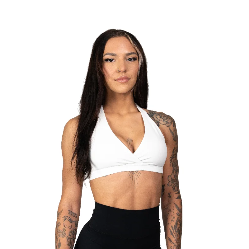 CORE HALTER SPORTS BRA - WHITE Lightly Padded Bra