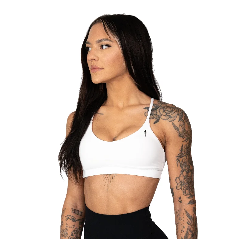 CORE V-NECK SPORTS BRA - WHITE Classic Wire-Free Bra