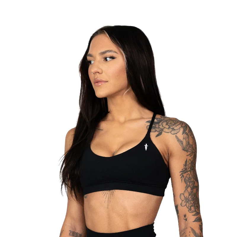 CORE V-NECK SPORTS BRA - BLACK Active Support Bra