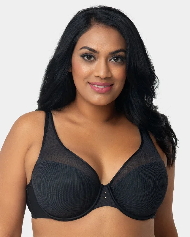 CURVY COUTURE 1336 DIAMOND NET FULL COVERAGE PLUNGE BRA Breathable Wireless Bra