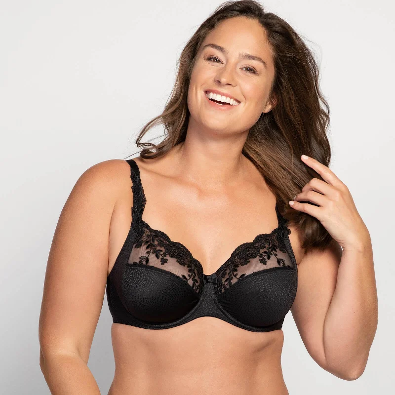 Ella Underwire Bra In Black - Ulla Stretchy Full Coverage