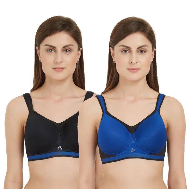 Full Coverage High Impact Padded Non Wired Sports Bra (Pack of 2) CB-906 Soft Cup Bra