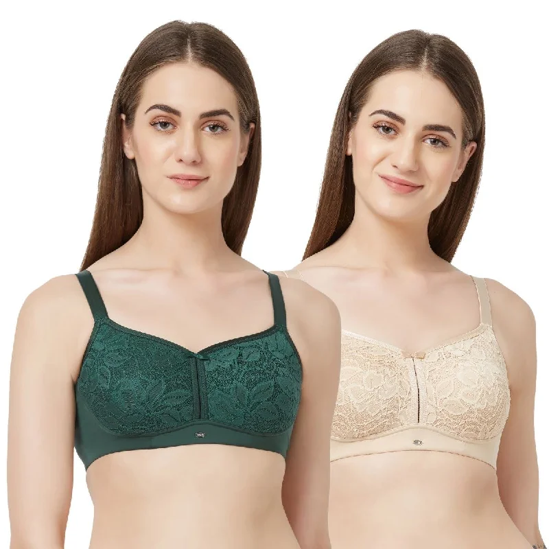 Full Coverage Non Padded Non Wired Lace Bra (Pack Of 2) FB-705 Elegant Lace Bralette