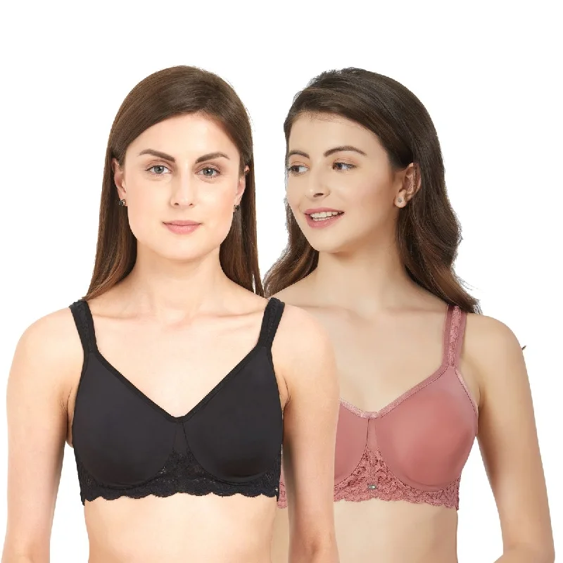 Full Coverage Non Padded Wired Lace Bra (Pack Of 2) FB-609 Seamless Fit Bra