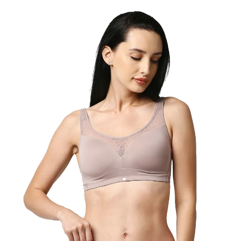 Full Coverage Padded Non Wired Bra With Lace Detailing- CB-132 High Support Bra