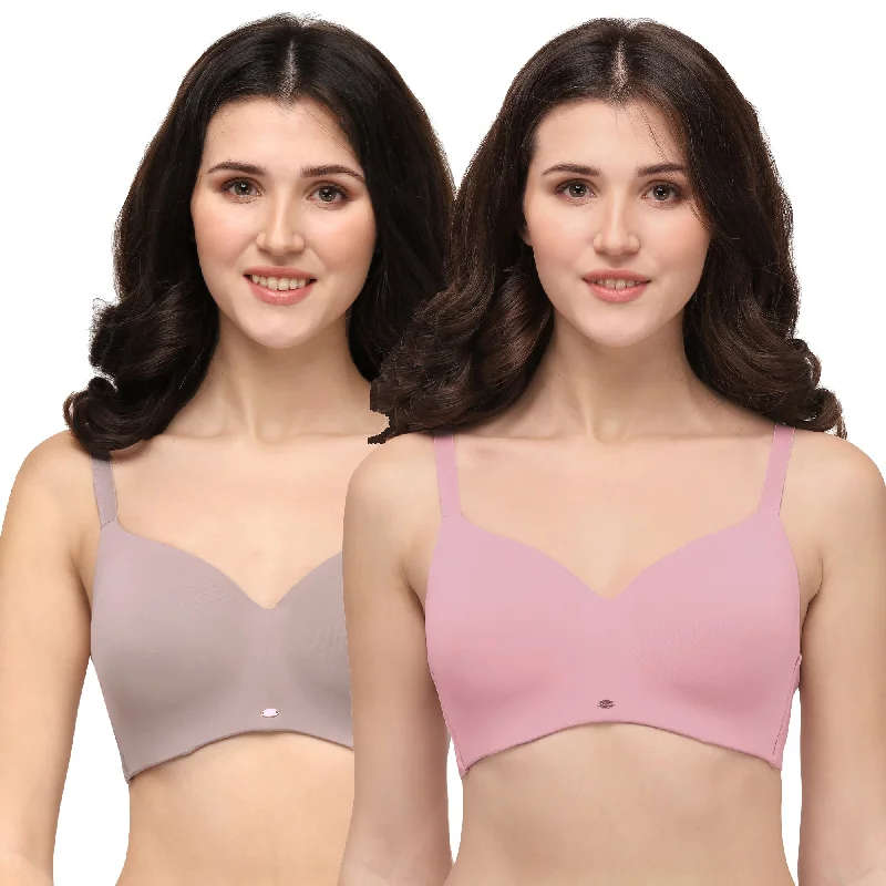 Full Coverage Padded Non Wired Ultra Soft Seamless Bra Combo CB-129 Light Padded Bra