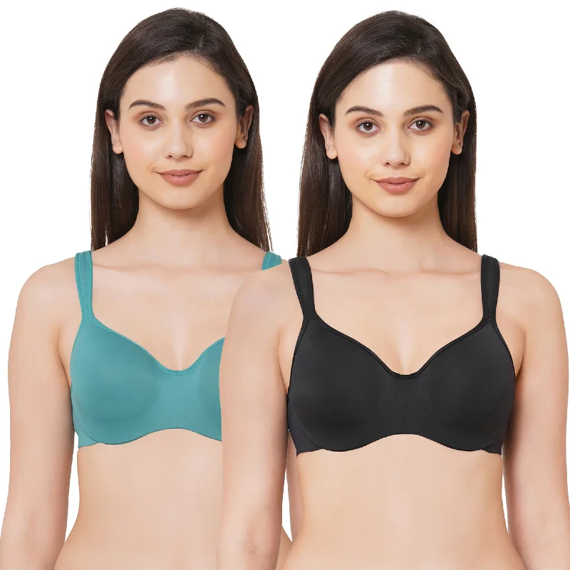 Full coverage Sweetheart neckline padded wired Bra (Pack of 2) CB-130 Lacy Underwire Bra