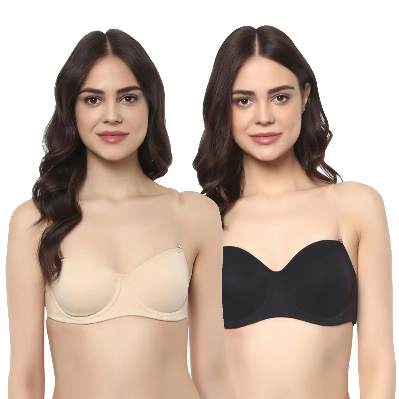 Medium Coverage Non Padded Non Wired Multiway Bra (PACK OF 2) CB-322A Elegant Satin Bralette