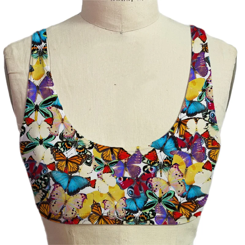 Multi-Butterfly Micro Scoop Bra Stretchy Wireless Bra