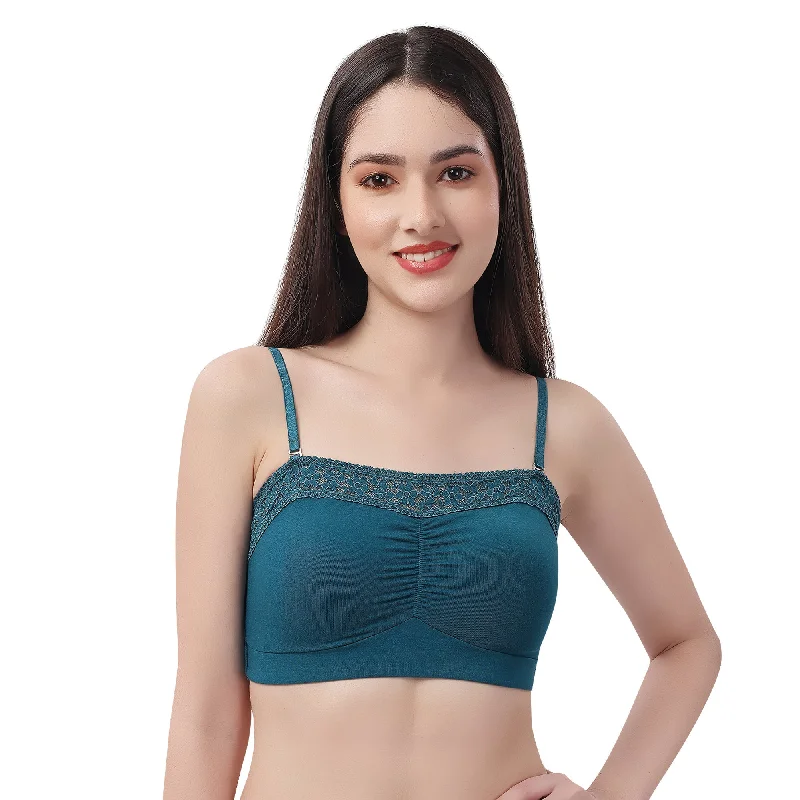 Non Wired Micro Modal Stretch Lacy Bandeau Bra with Removable Pads and Detachable Straps SC-11 Stylish Strapless Bra