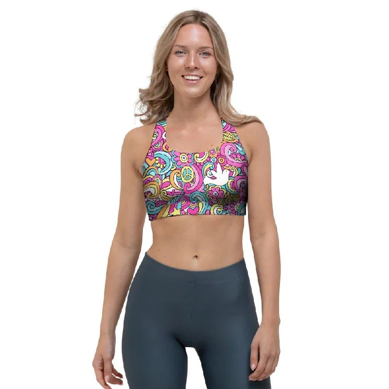 Pink Hippie Psychedelic Sports Bra Ultra-Light Bra