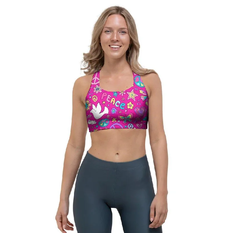 Pink Hippie Sports Bra Active Wear Bra