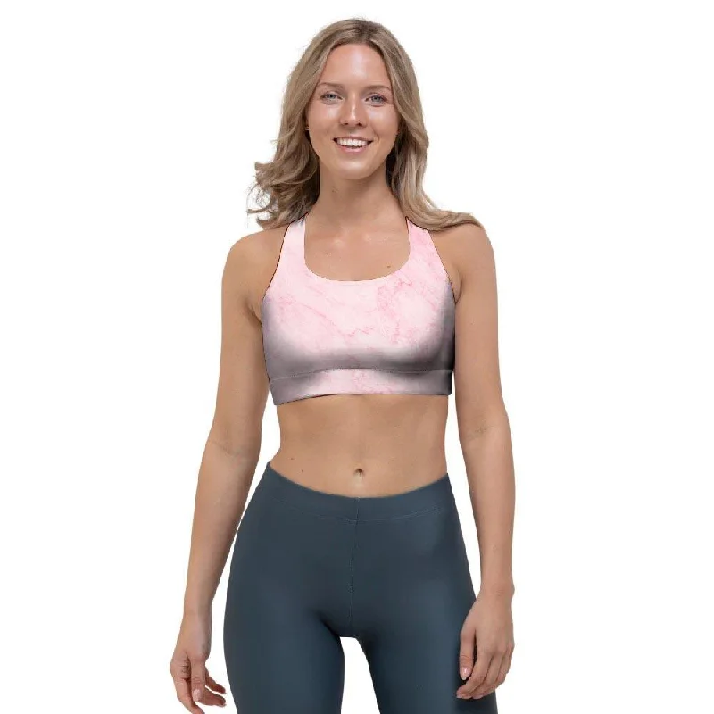 Pink Marble Sports Bra Chic Lace Bra