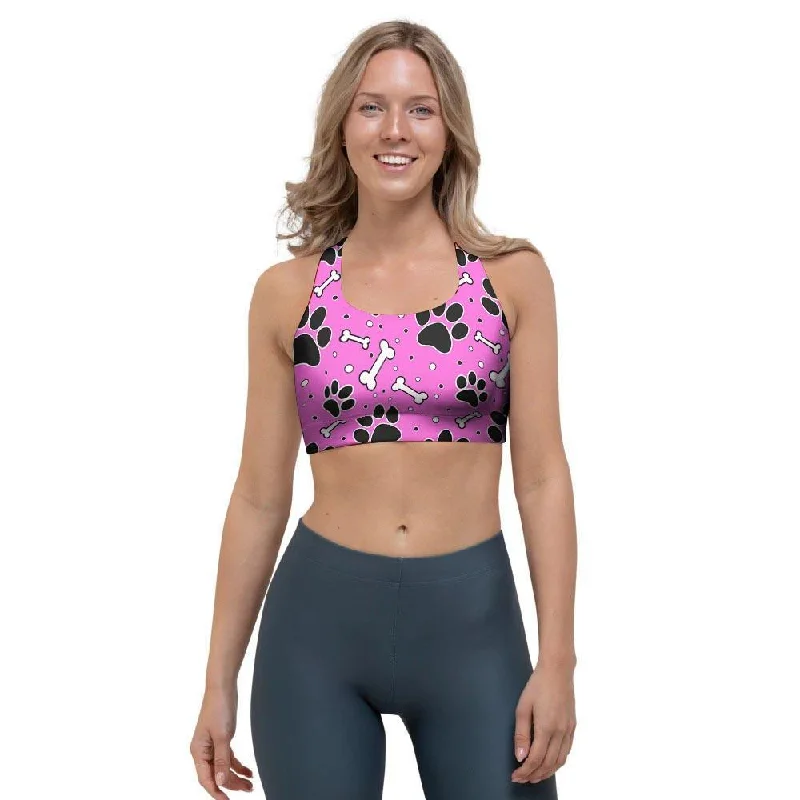 Pink Paw Sports Bra Stretchy Full Coverage