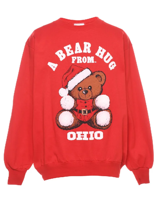 A Bear Hug From Ohio Christmas Sweatshirt - L Hoodie with Toggle Buttons Decorative Unique A Bear Hug From Ohio Christmas Sweatshirt - L Hoodie with Toggle Buttons Decorative Unique